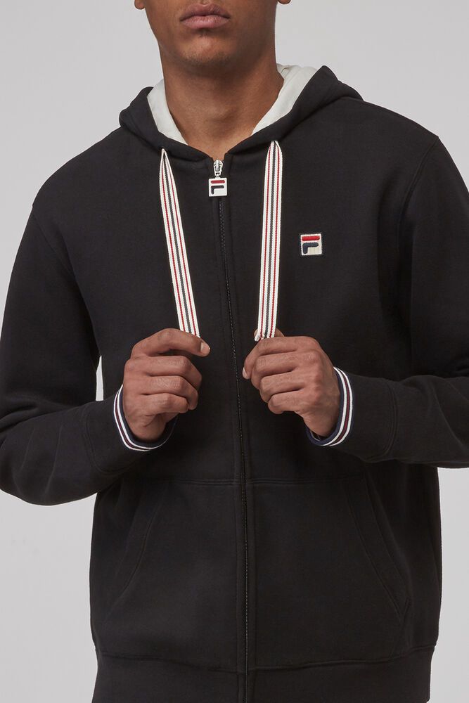 Fila Hoodie Mens Black - Tenconi Hooded Sweatshirt - Philippines 8645103-HW